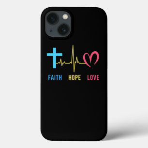 Faith Hope Love Christian Heartbeat  iPhone 13 Case