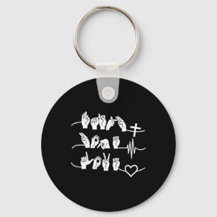 Faith Hope Love - Christian Religion Heartbeat Cro Key Ring