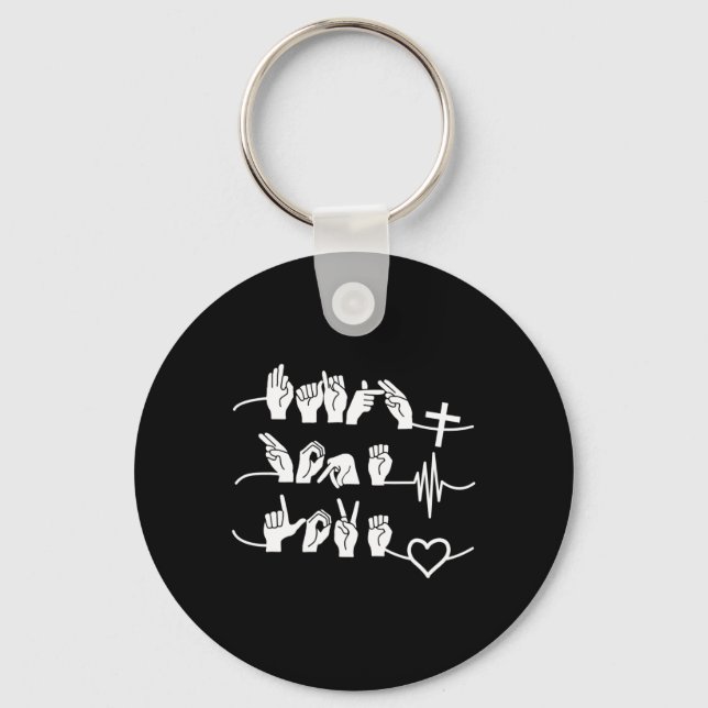Faith Hope Love - Christian Religion Heartbeat Cro Key Ring (Front)