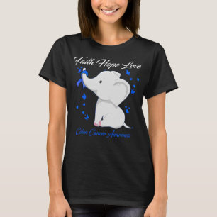 Faith Hope Love Colon Cancer Awareness Elephant T-Shirt