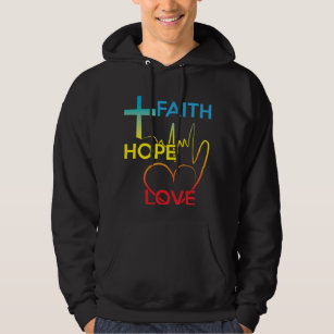 Faith Hope Love Colourful Christian Gift Hoodie