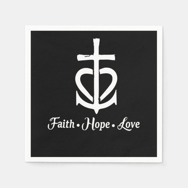 Faith Hope Love Cross Anchor Heart Jesus Napkin (Front)