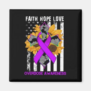 Faith Hope Love Cross And Flag Overdose Awareness Magnet