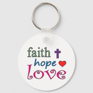 Faith Hope Love Cross Heart Key Ring