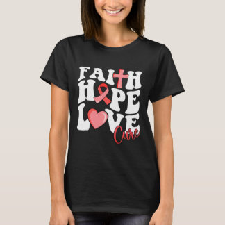 Faith Hope Love Cure Burgundy Ribbon Sickle Cell W T-Shirt