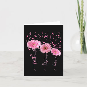 Faith Hope Love Daisy Pink Ribbon Breast Cancer Aw Card