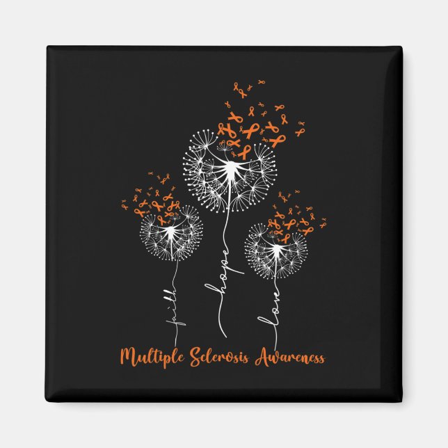 Faith Hope Love Dandelion Multiple Sclerosis Aware Magnet (Front)