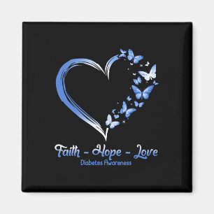 Faith Hope Love Diabetes Awareness Heart Butterfly Magnet