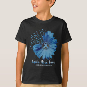 Faith Hope Love Diabetes Awareness Sunflower  T-Shirt