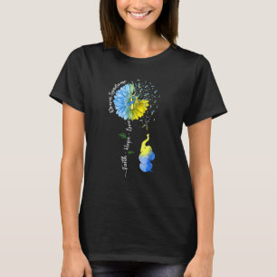 Faith Hope Love Down Syndrome Awareness Yellow Blu T-Shirt