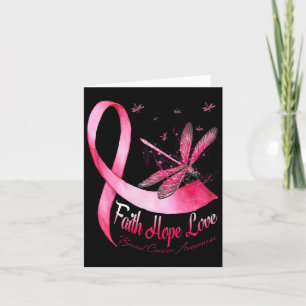 Faith Hope Love Dragonfly Breast Cancer Awareness Card