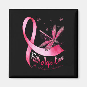 Faith Hope Love Dragonfly Breast Cancer Awareness  Magnet