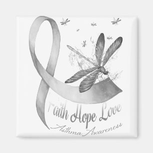 Faith Hope Love Dragonfly Grey Asthma Awareness Magnet