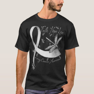 Faith Hope Love Dragonfly Lung Cancer Awareness T-Shirt