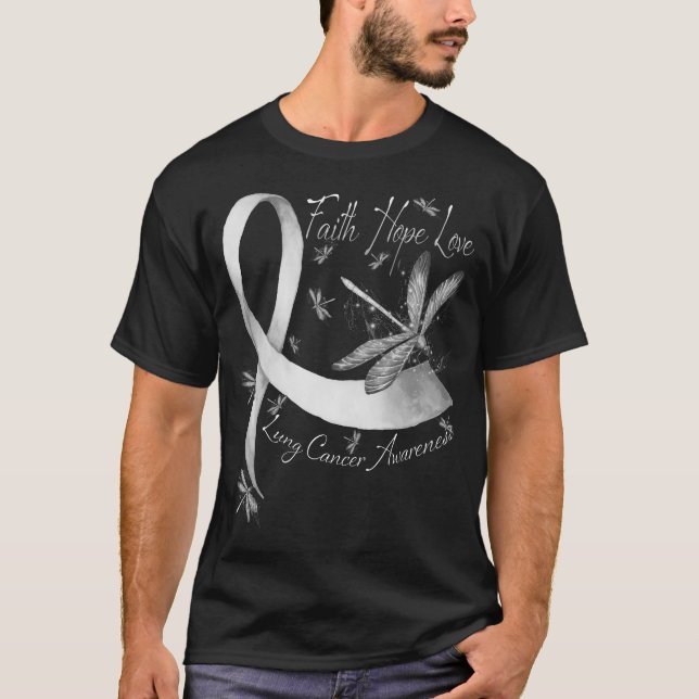 Faith Hope Love Dragonfly Lung Cancer Awareness T-Shirt (Front)