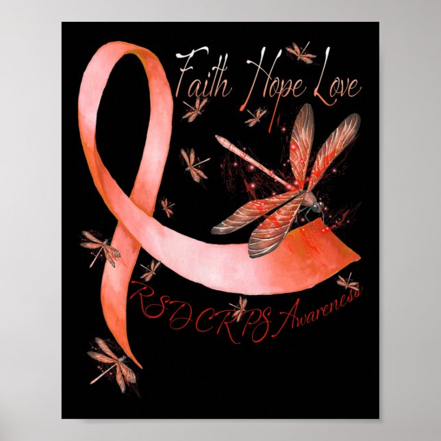 Faith Hope Love Dragonfly Rsd Crps Awareness  Poster (Front)
