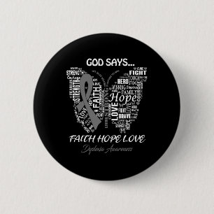 Faith Hope Love Dyslexia Awareness Gifts 6 Cm Round Badge