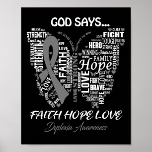 Faith Hope Love Dyslexia Awareness Gifts  Poster