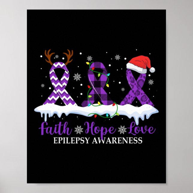 Faith Hope Love Epilepsy Awareness Christmas Ribbo Poster (Front)