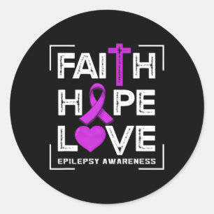 Faith Hope Love Epilepsy Awareness Classic Round Sticker
