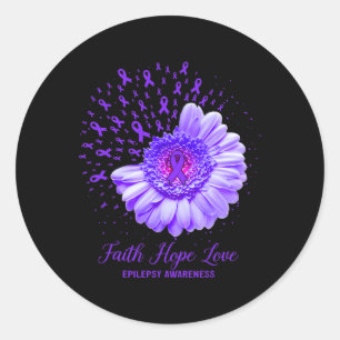 Faith Hope Love Epilepsy Awareness Survivor Fighte Classic Round Sticker