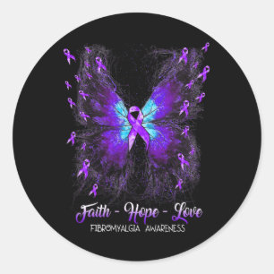 Faith Hope Love Fibromyalgia Awareness 2 Classic Round Sticker
