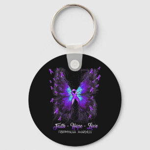 Faith Hope Love Fibromyalgia Awareness 2 Key Ring