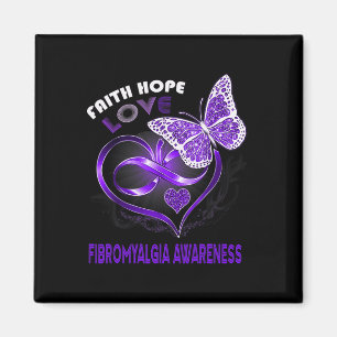 Faith Hope Love Fibromyalgia Awareness Heart Butte Magnet