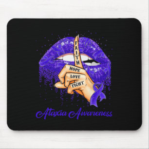 Faith Hope Love Fight Blue Ribbon Ataxia Awareness Mouse Pad
