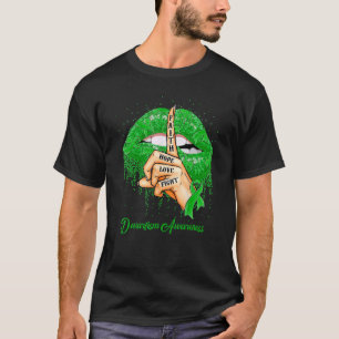 Faith Hope Love Fight Green Ribbon Dwarfism Awaren T-Shirt