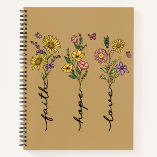 Faith Hope Love Floral Inspirational Christian Notebook