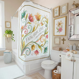 Faith Hope Love floral Shower Curtain