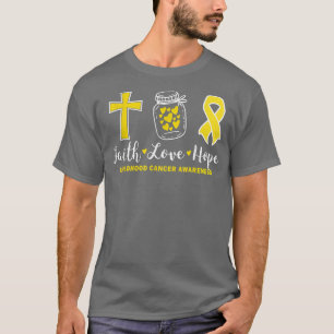 Faith Hope Love For Childhood Cancer Warrior Gold T-Shirt