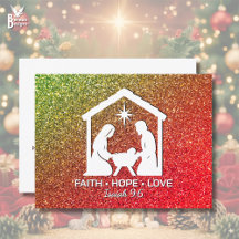 FAITH HOPE LOVE Glitter Christian Christmas