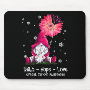 Faith Hope Love Gnome Pink Sunflower Breast Cancer Mouse Pad