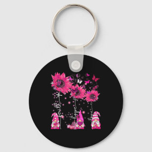 Faith Hope Love Gnome Ribbon Breast Cancer Awarene Key Ring