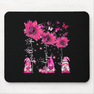 Faith Hope Love Gnome Ribbon Breast Cancer Awarene Mouse Pad
