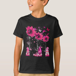 Faith Hope Love Gnome Ribbon Breast Cancer Awarene T-Shirt
