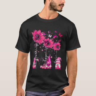 Faith Hope Love Gnome Ribbon Breast Cancer Awarene T-Shirt