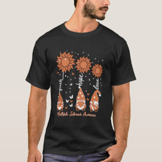 Faith Hope Love Gnome Ribbon Multiple Sclerosis Aw T-Shirt