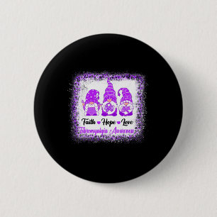 Faith Hope Love Gnomes Fibromyalgia Awareness Leop 6 Cm Round Badge
