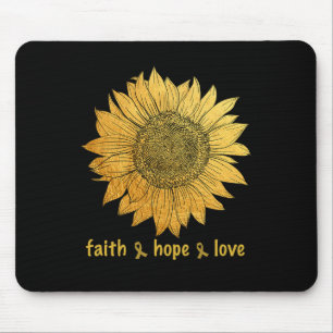 Faith Hope Love Gold Sunflower Childhood Cancer Aw Mouse Pad