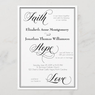 Faith Hope Love Graceful Script Wedding Invitation