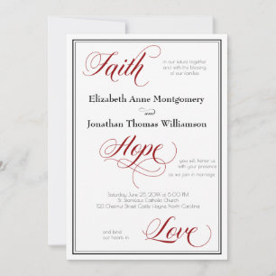 Faith Hope Love Graceful Script Wedding Invitation