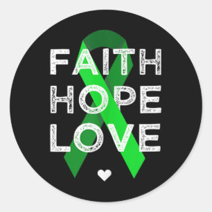 Faith Hope Love Green Ribbon Shirt Mental Health A Classic Round Sticker