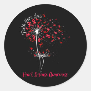 Faith Hope Love Heart Disease Awareness Flower Classic Round Sticker