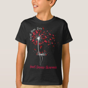 Faith Hope Love Heart Disease Awareness Flower T-Shirt