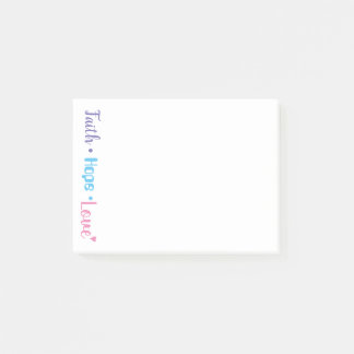 Faith Hope Love Heart Inspirational Christian 4x3 Post-it Notes