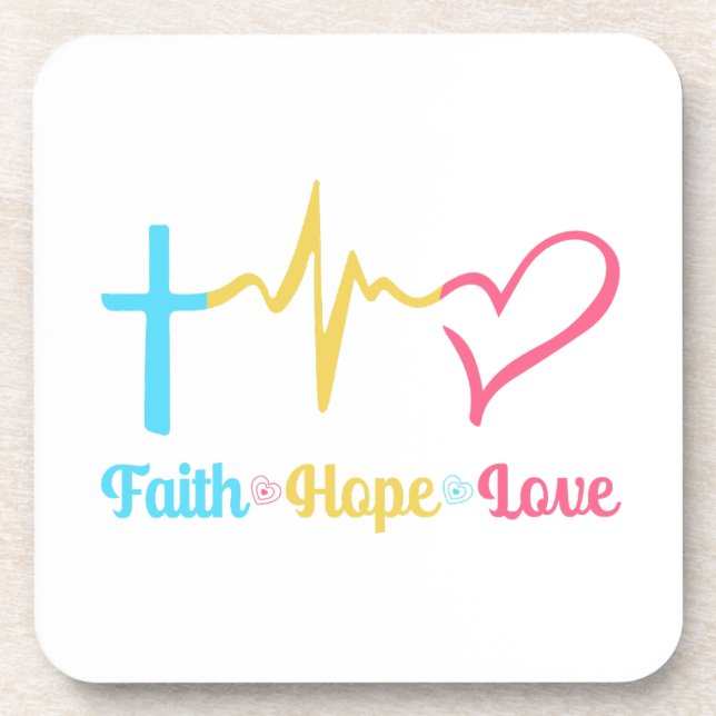 Faith Hope Love Hearts     Coaster (Front)