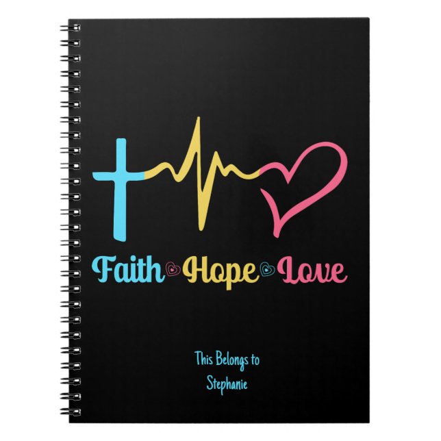 Faith Hope Love Hearts     Notebook (Front)